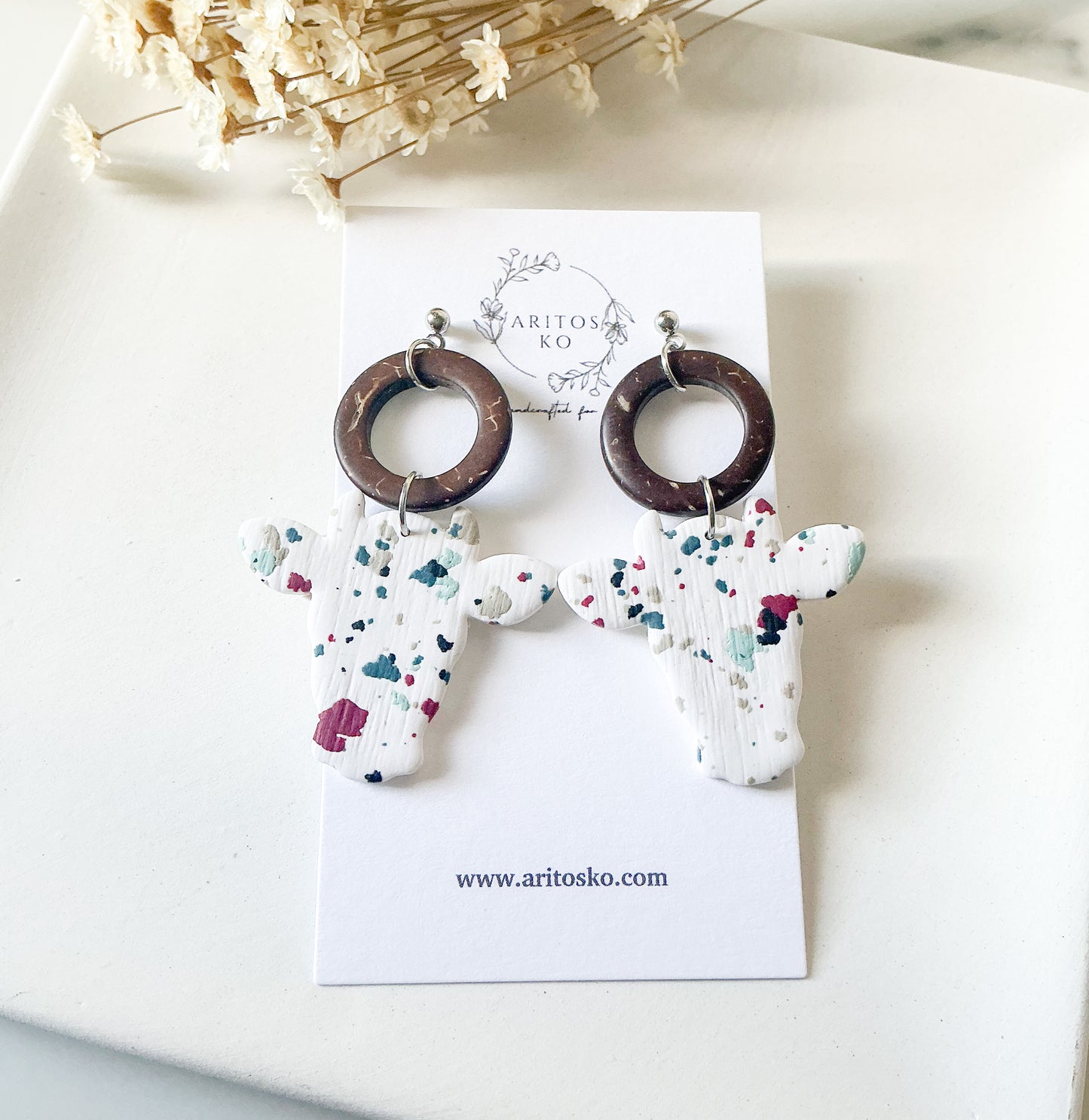 Cow multi spotted wooden